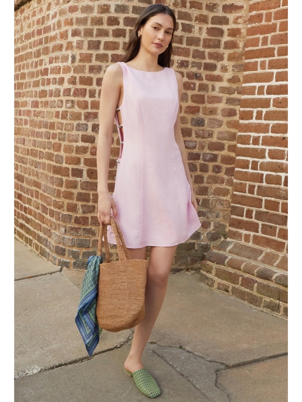 NWT Kourt by Few Moda Amelia Linen Blend Cut-out Mini Dress Size 8 Pink